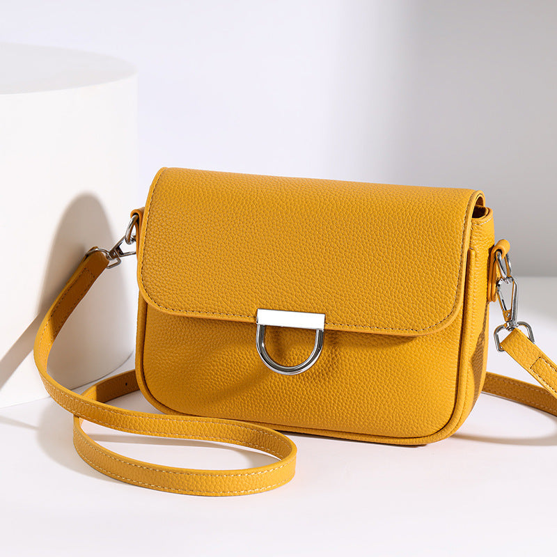 Genuine Leather Crossbody Bag Advanced Texture Spring Small Square Bag Retro Elegance All Matching Shoulder Bag Ladies