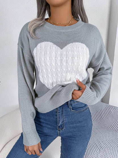 Autumn Winter Twist Love Long Sleeve Pullover Valentine Clothing