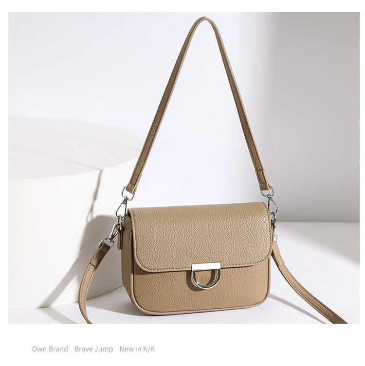 Genuine Leather Crossbody Bag Advanced Texture Spring Small Square Bag Retro Elegance All Matching Shoulder Bag Ladies