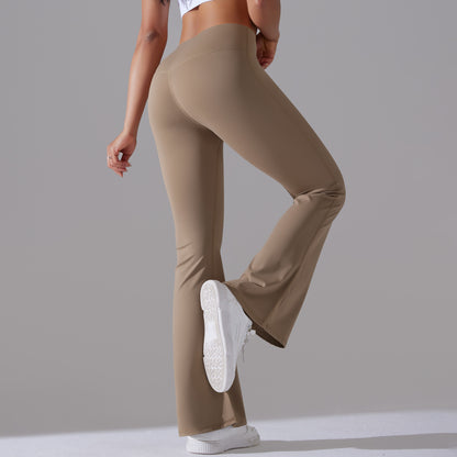 Classic Solid Color Bell Bottom Pants Yoga Pants Women Slim Fit Hip High Waist Elastic Training Wide Leg Pants Fitness Pants