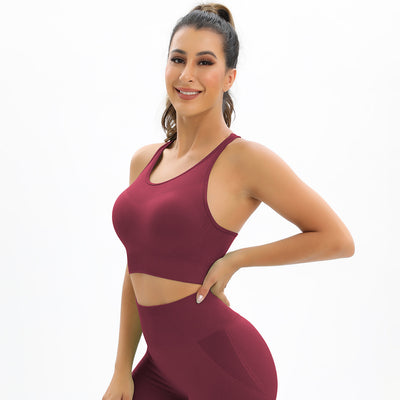 Breathable Yoga Vest Running Exercise Underwear Seamless Back Shaping Shockproof Push Up Sports Bra