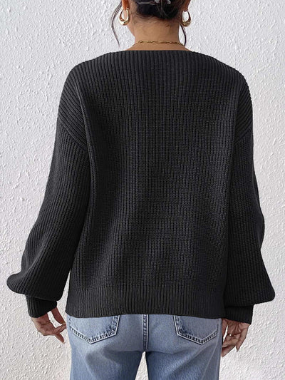 Lace Sequined Bow Tie V neck Patchwork Pullover Women Clothing Loose Lazy Long Sleeve Sweater