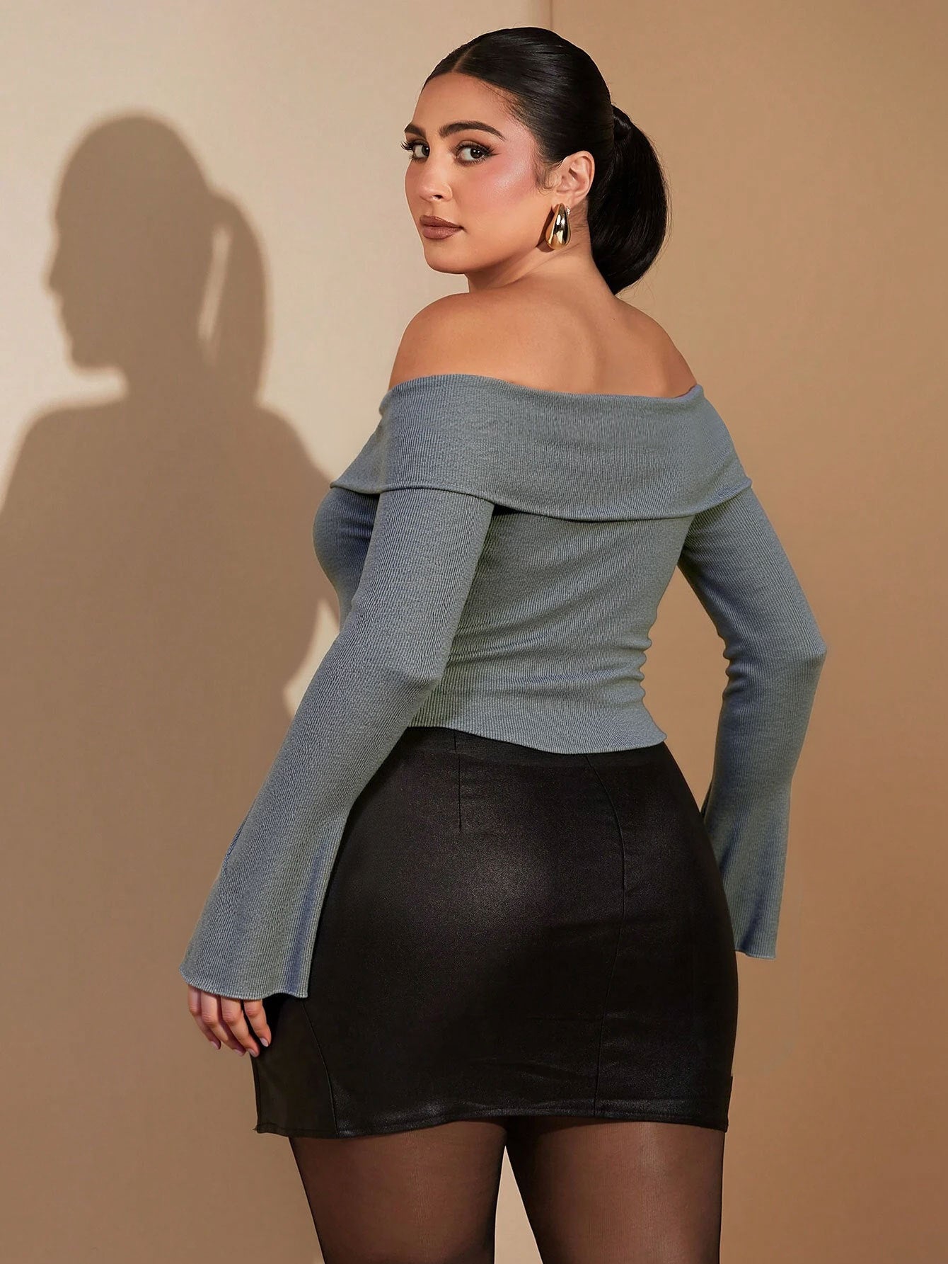 Sexy off Neck T shirt plus Size Women Autumn Winter Slim Fit Slimming Long Sleeves Bottoming Top