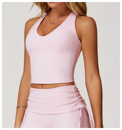 Nude Feel Yoga Vest H Shaped Beauty Back Quick-Drying Workout Top Outdoor Running Exercise Underwear