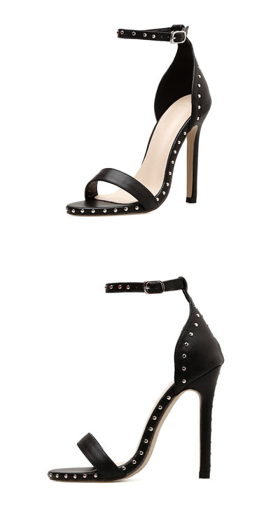 Sandals Stiletto Heel Women's Shoes Rivet Strap Sexy Sandals