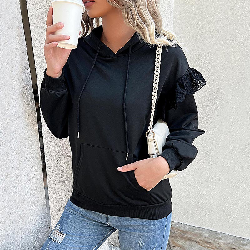 Autumn Winter Women Clothing Long Sleeve Solid Color Hooded Sweatshirt Women