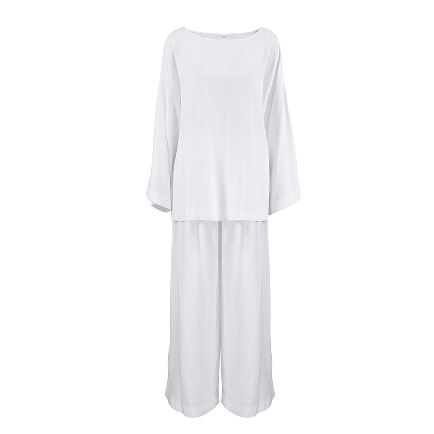 Fall Arrival Loose Casual Simple Homewear Modal Long Sleeved Trousers Women Pajamas