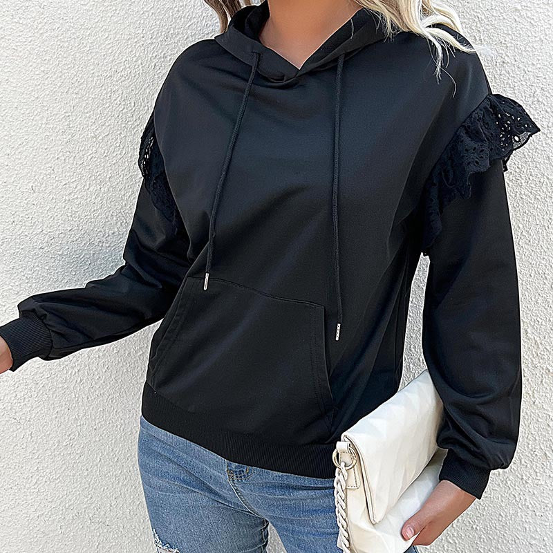 Autumn Winter Women Clothing Long Sleeve Solid Color Hooded Sweatshirt Women