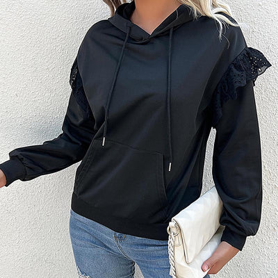 Autumn Winter Women Clothing Long Sleeve Solid Color Hooded Sweatshirt Women