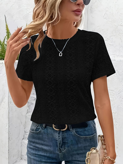 Hollow Out Cutout out V neck Short Sleeve Batwing Sleeve Slimming T shirt Top