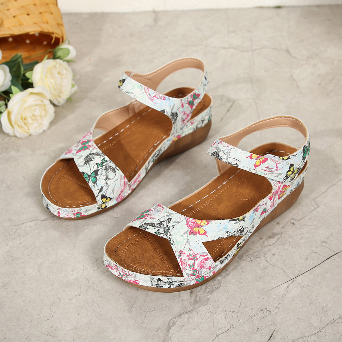 Velcro Platform Sandals Women Wedge Open Toe Beach Slippers