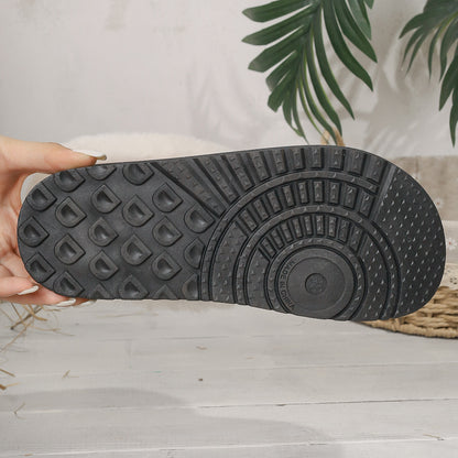 Winter Knitted Belt Wool Mouth Short Snow Boots Women Thick Bottom Thickened Fleece lined Platform Slip on Cotton Shoes