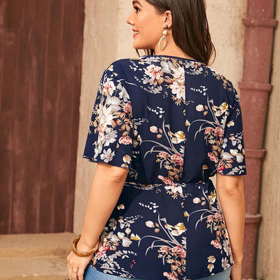 Plus Size Women Top Ruffle Sleeve Office Loose Women Top