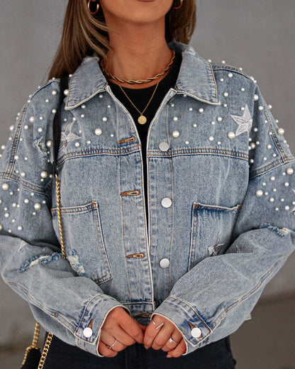 Heavy Industry Beads Women's Loose Denim Jacket