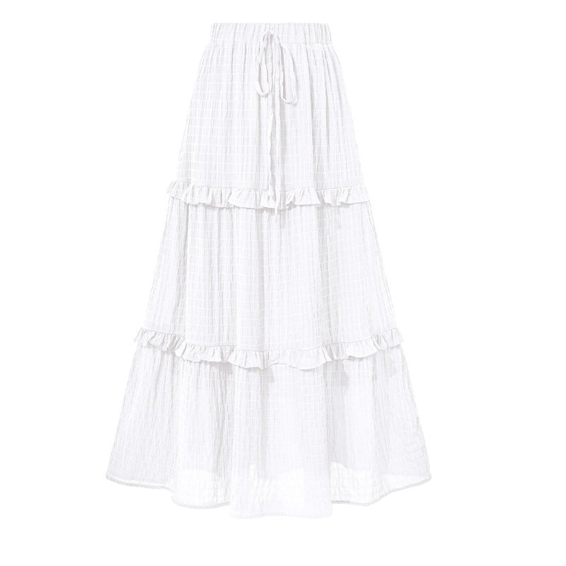 Office A line Pleated Skirt Summer Women Loose Slimming Waist Tight Skirt