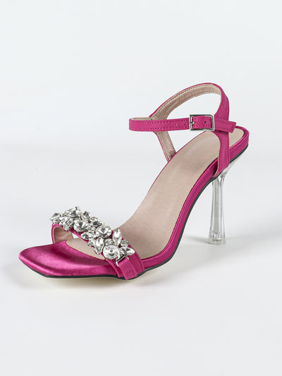 Wedding Square Toe Summer Wedding High Heels Transparent Heel Party Shoes 9cm Women High Heel plus Size Shoes