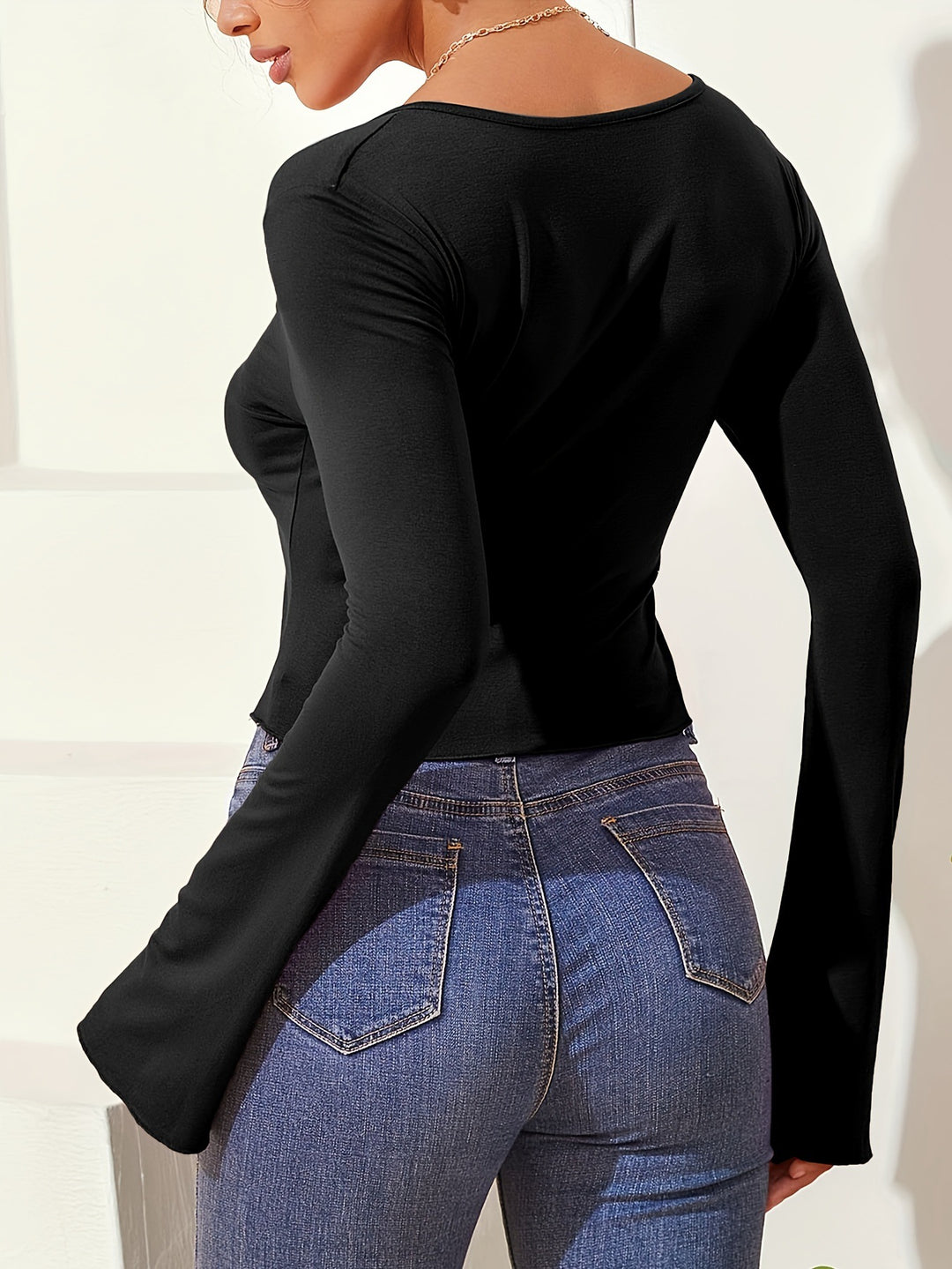 Spring Solid Color Slim Fit Base T shirt Long Sleeve Small Shirt Women Sexy