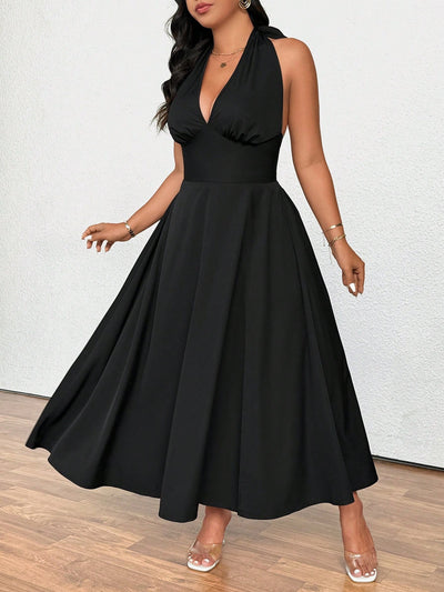 Plus Size Women Clothing French Socialite Dress Summer V neck Cocktail Dress