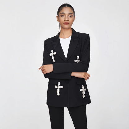 Special Interest Design High Grade European Crystal Rhinestone Beaded Adult Women Loose Blazer