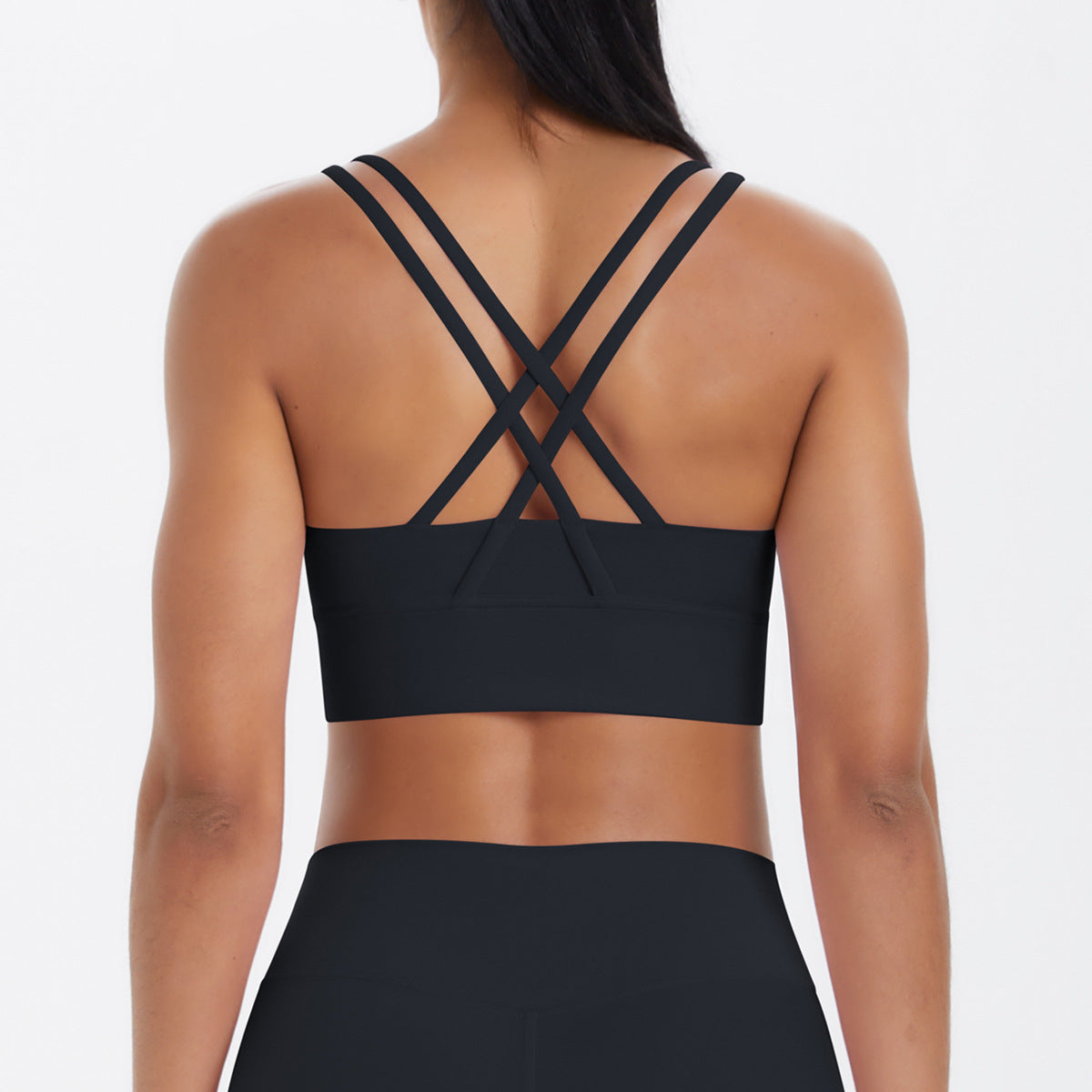 Nude Feel Solid Color Sports Underwear Push up Sexy Double Shoulder Strap Beauty Back Yoga Bra Running Workout Vest Women