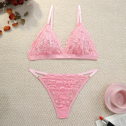 Lace Bra Set Sexy Lingerie Push up Girl Triangle Cup Comfortable Big Breasts Sexy Pajamas