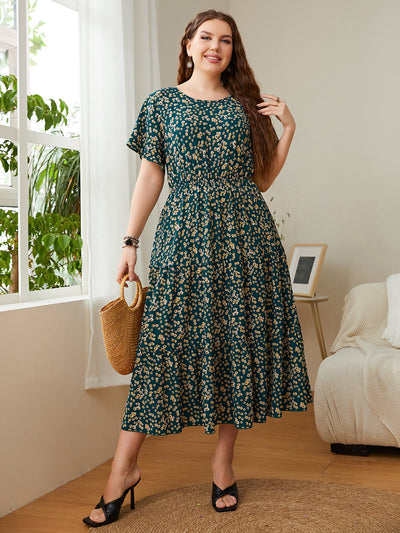 Plus Size Women Clothing Printed Loose Women Dress