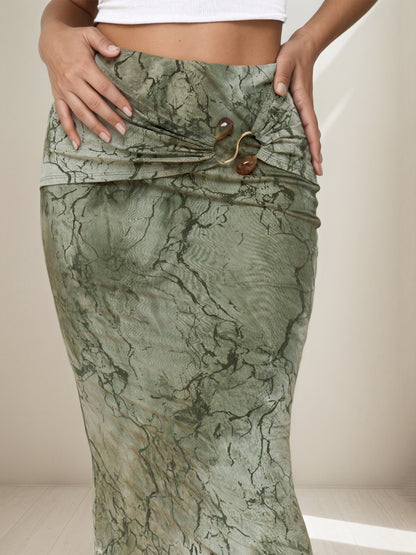 Retro Print Skirt Summer Niche Characteristic Sexy Slim Sheath Dress