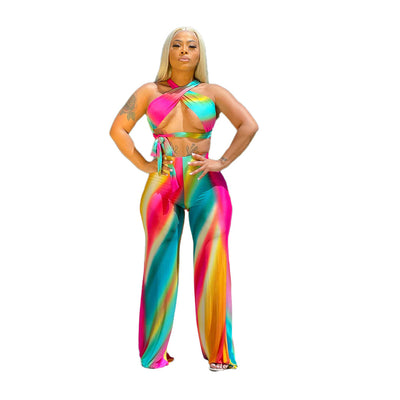 plus Size Women Clothes Sexy Loose Gradient Printing Suit