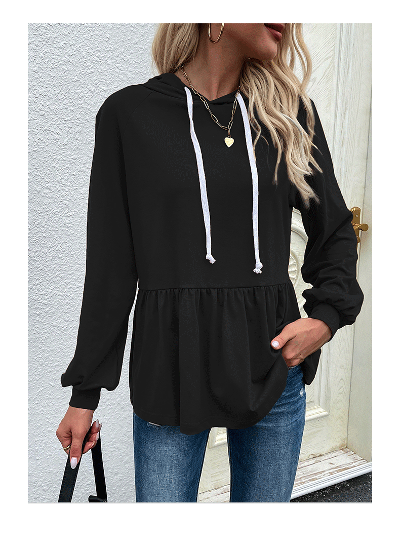 Spring Autumn Export Middle East Women Clothing Design Pullover Hooded Solid Color Hoodie