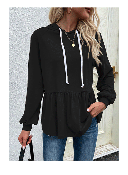 Spring Autumn Export Middle East Women Clothing Design Pullover Hooded Solid Color Hoodie