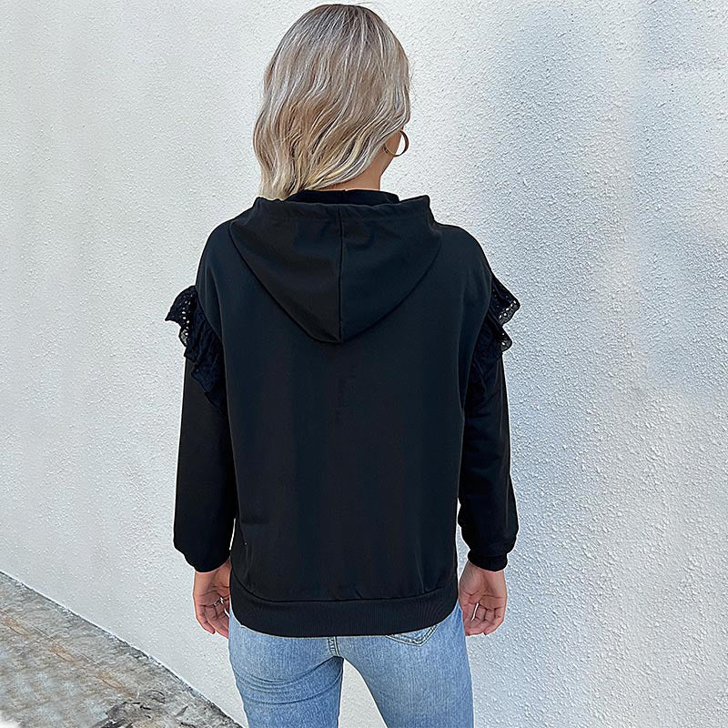 Autumn Winter Women Clothing Long Sleeve Solid Color Hooded Sweatshirt Women