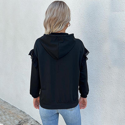 Autumn Winter Women Clothing Long Sleeve Solid Color Hooded Sweatshirt Women