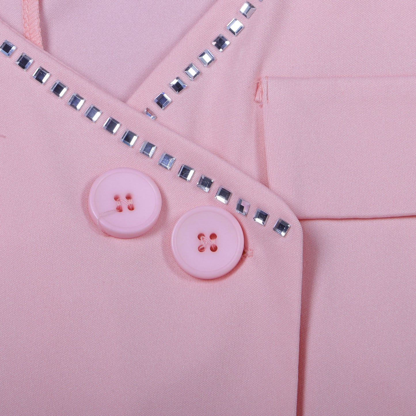 Sexy Solid Color Sheath Suit Rhinestone Heart Shaped Slim Fit Two Piece Suit