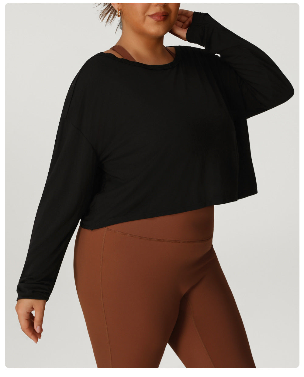 Plus Size Women Loose Sun Protection Long Sleeved Sports Blouse Women Backless Quick Drying Breathable Jacquard Yoga Workout Clothes Top