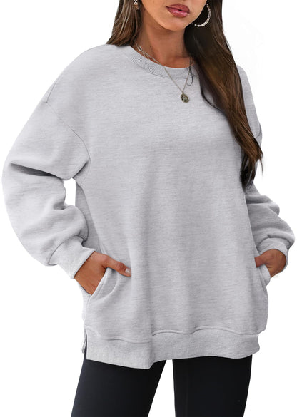 Autumn Winter Women round Neck Long Sleeved Sweatshirt Pullover Fleece Sweater