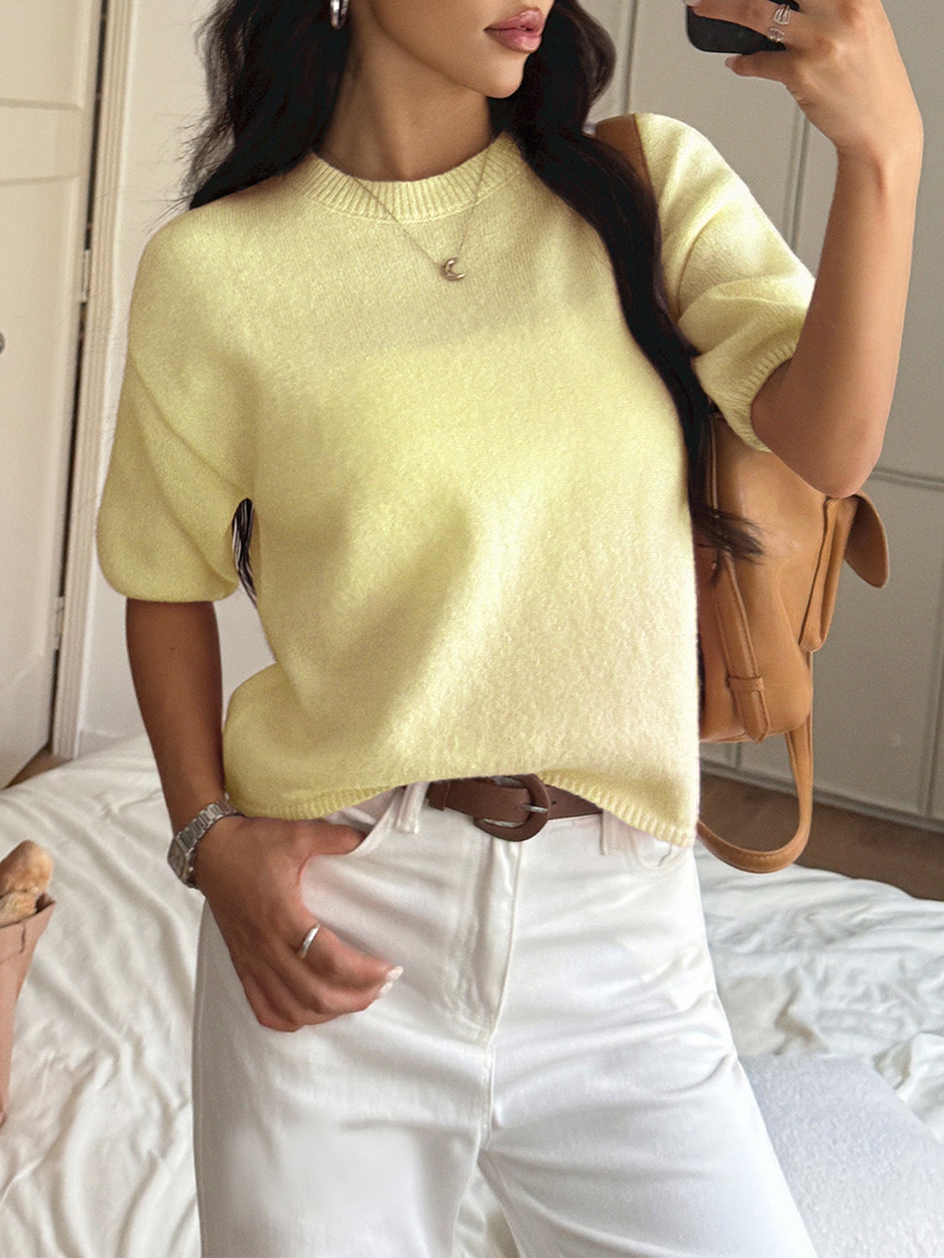 Women Casual Holiday Atmosphere Short Sleeve Sweater