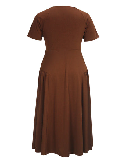 Spring Summer Women Elegant Long Tube Top Collar Waist Slimming plus Size Dress