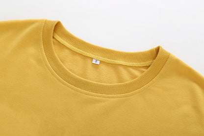 Women Clothing Autumn Winter Love Heart-Shaped Letter Graphic Printing round Neck Short Long-Sleeved Sweatshirt