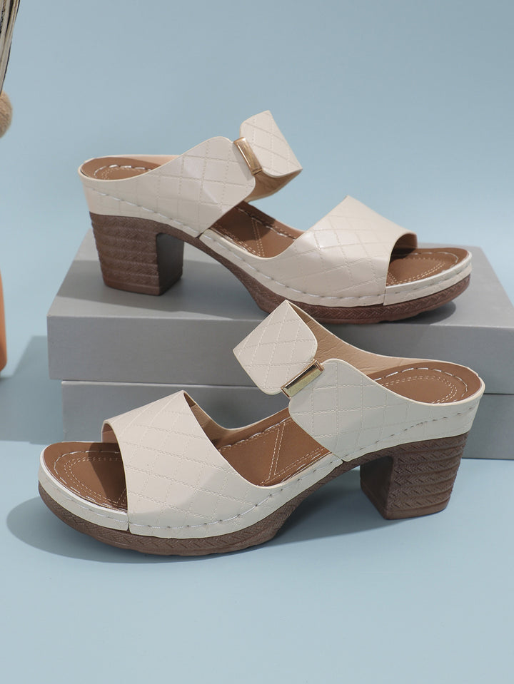 Arrival Summer Wedge One Word Strap Peep Toe Slippers Women Thick Heel Beach Sandals - GLAMWEARS