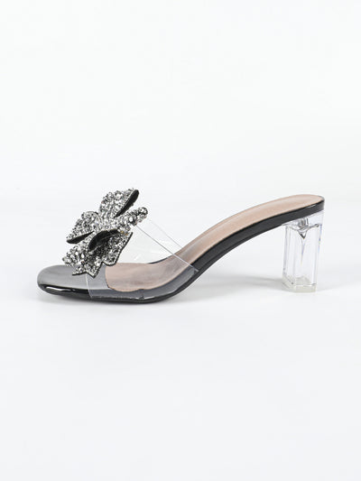 Bowknot Slippers Women Summer Outdoor Summer Transparent High Heels French Slippers
