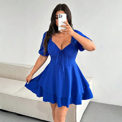 Plus Size Women Sexy Dress Summer Waist Slimming A line Dress