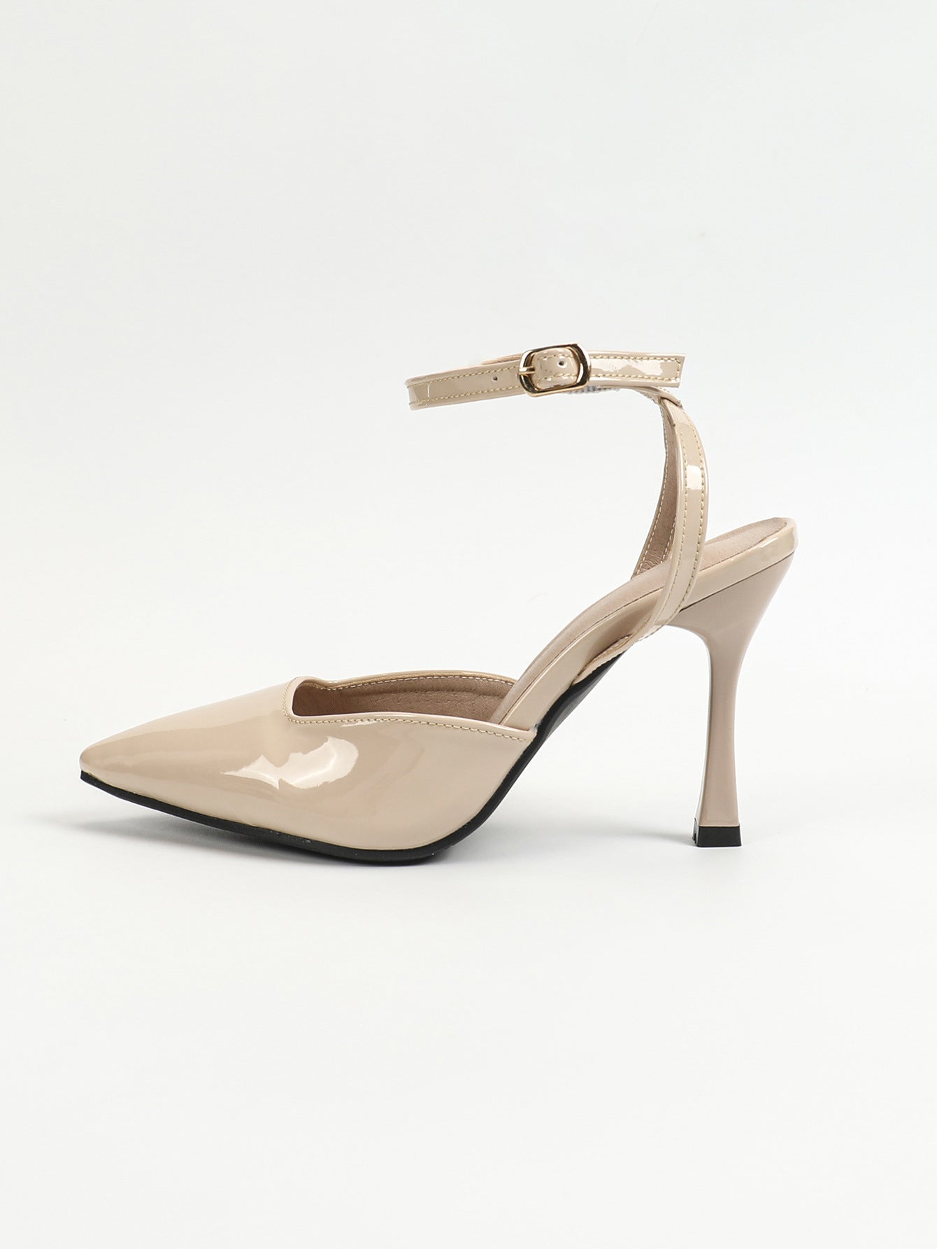 Simple Summer High Heels Shallow Mouth Pointed Toe Hollowed Back Empty Back Strap Strap Sandals High Heel