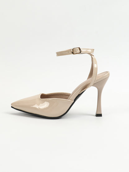Simple Summer High Heels Shallow Mouth Pointed Toe Hollowed Back Empty Back Strap Strap Sandals High Heel