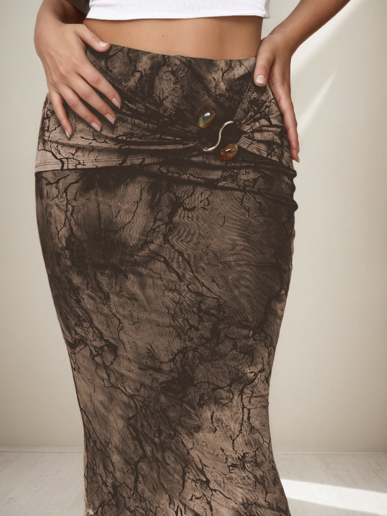 Retro Print Skirt Summer Niche Characteristic Sexy Slim Sheath Dress