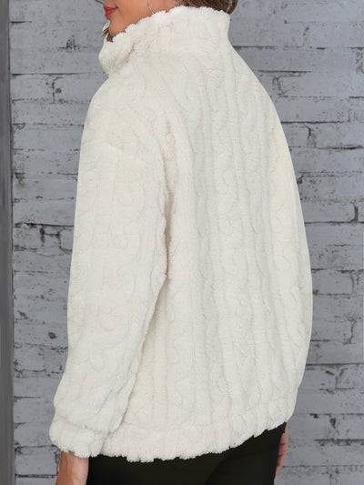 Autumn Winter Thickening Plush Hemp Pattern Embossed Pullover
