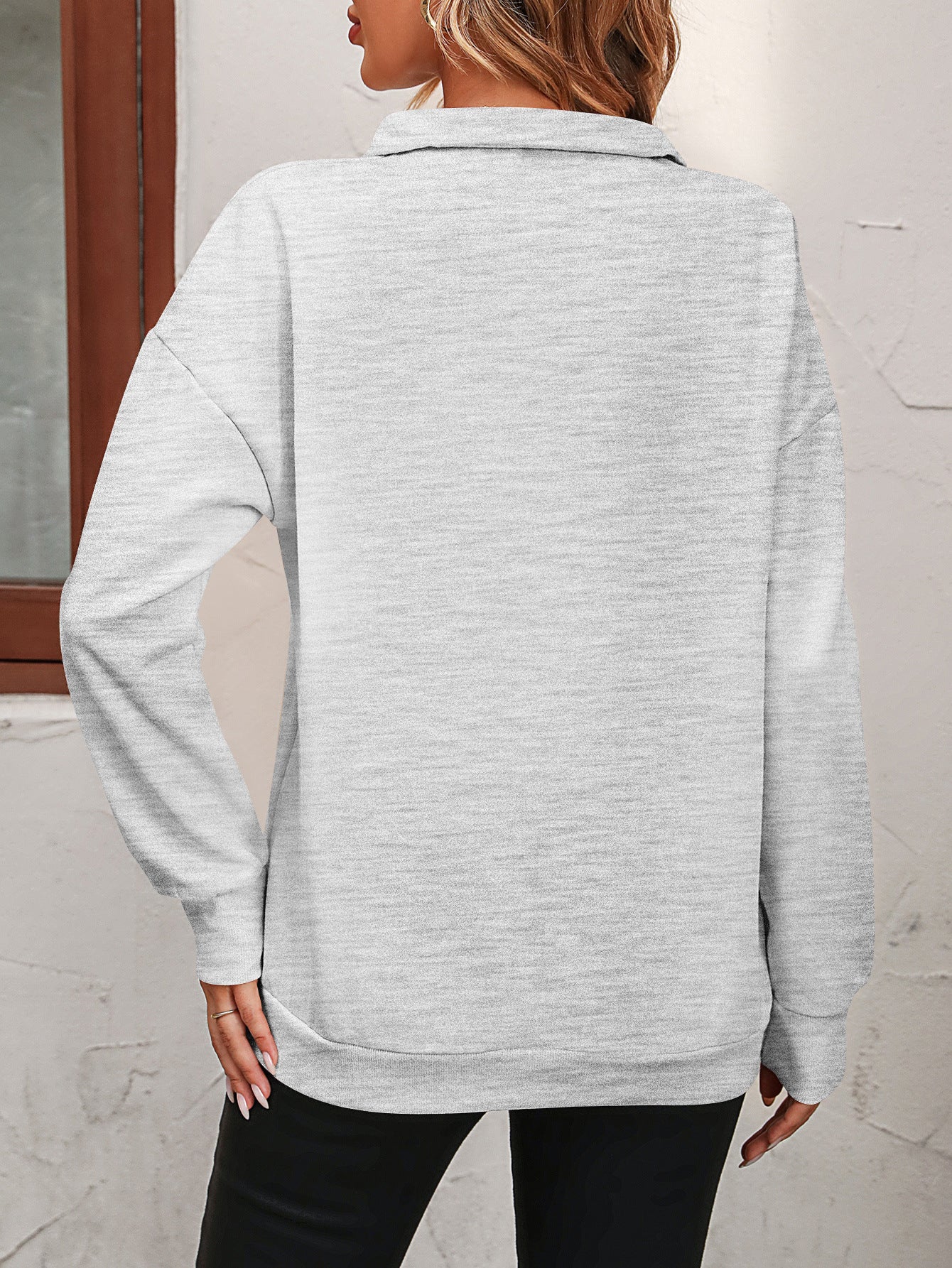 Autumn Winter Women Half Long Sleeve Zipper Sweatshirt Pullover Fleece Sweatshirt