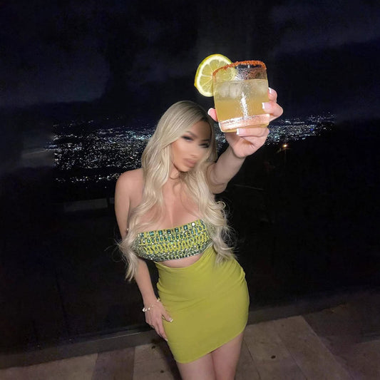 Sexy Sexy Hip Dress Diamond Stitching Design Hollow Out Cutout Solid Color Dress Women Summer