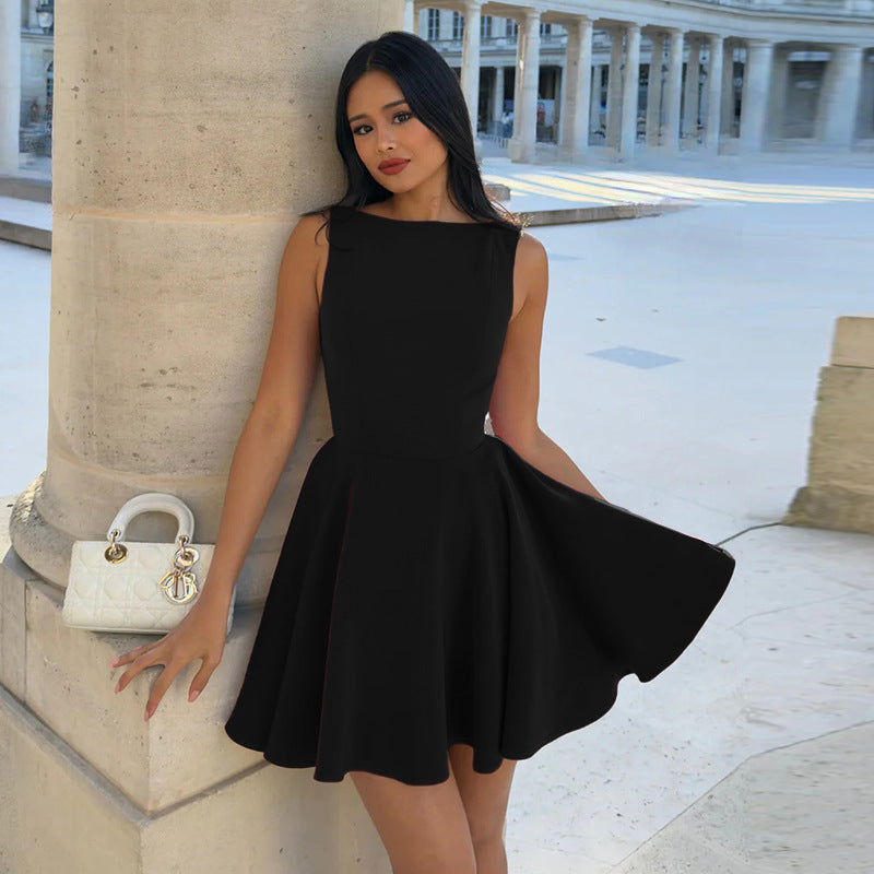 Full Support Arrival Vest a Swing Dress Waist Tight Slimming Short Dress Women