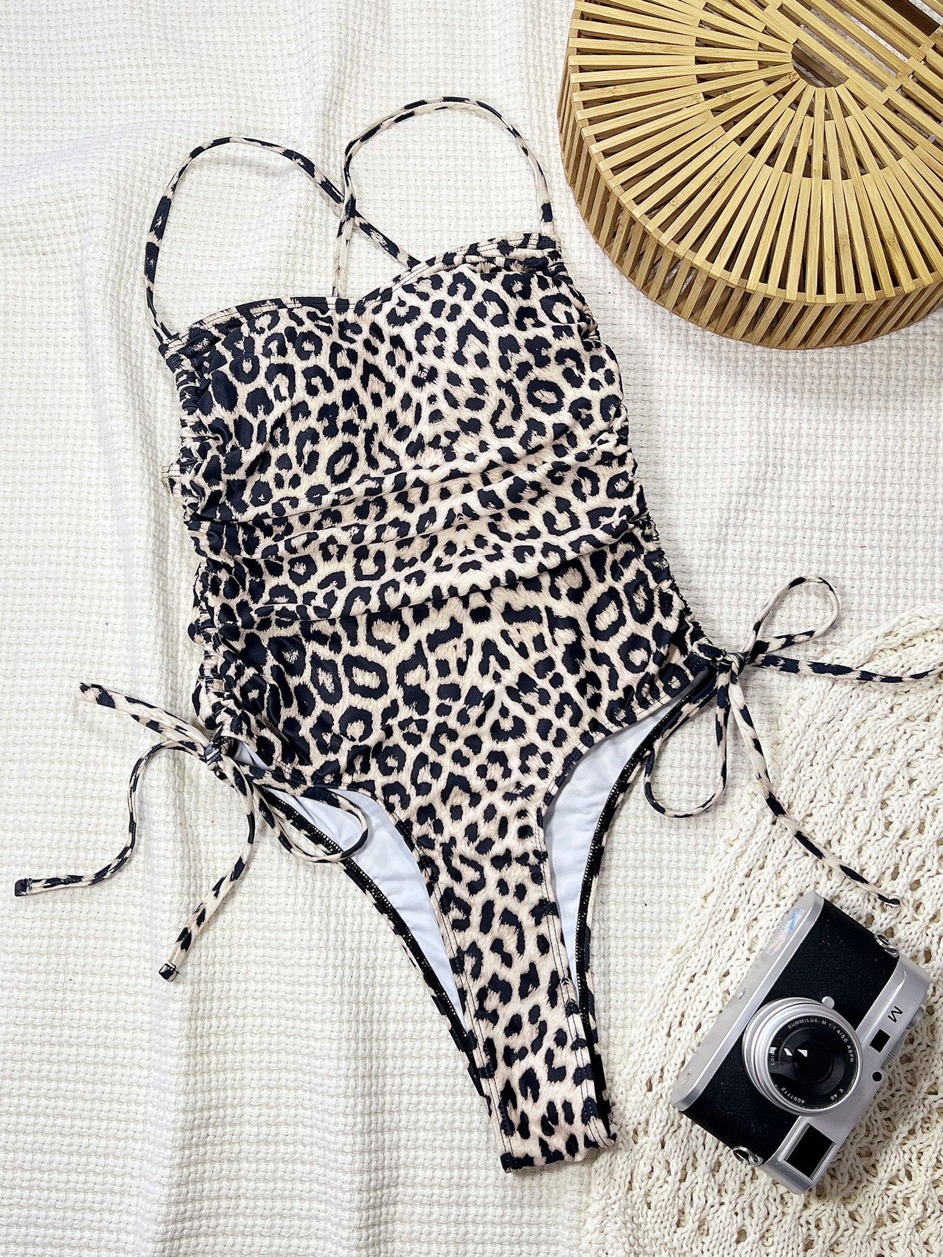 Bikini Leopard Print Strap One Piece Swimsuit