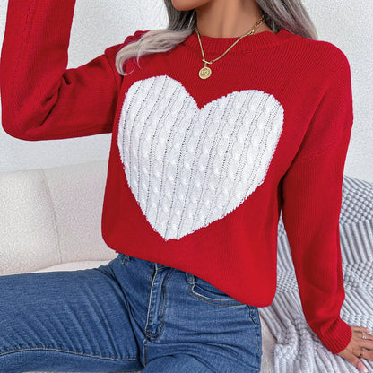 Autumn Winter Twist Love Long Sleeve Pullover Valentine Clothing